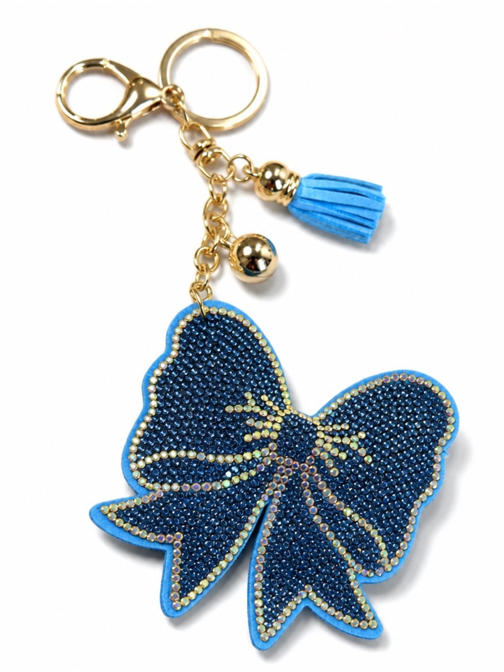 Rhinestone Blue Bow Keyring bag backpack charm crystal